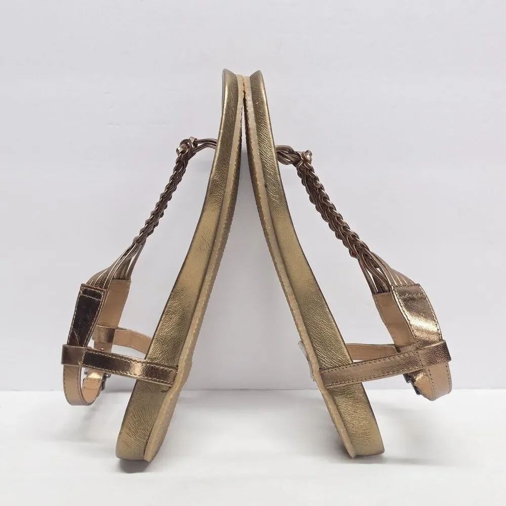 Cordani Sarita Bronze Metallic Braided Thong Sandal Size 38 EU 7.5 - 8 US Boho
